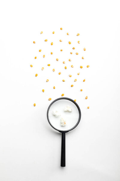 popcorn and magnifying glass