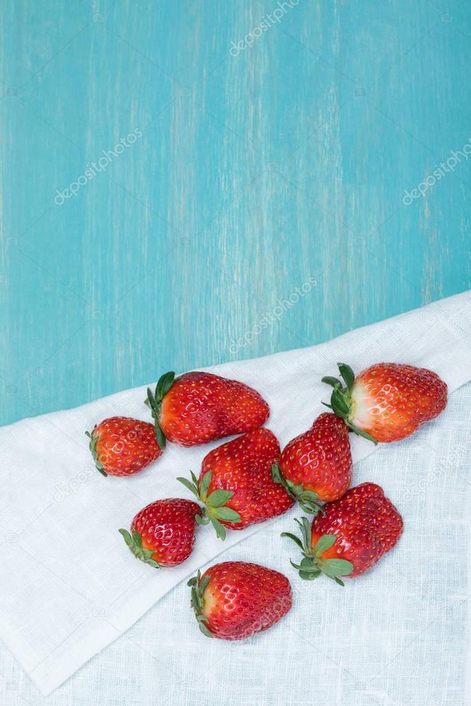 strawberries on linen napkin