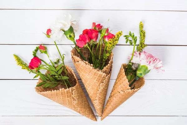 Flores en conos de gofre — Foto de Stock