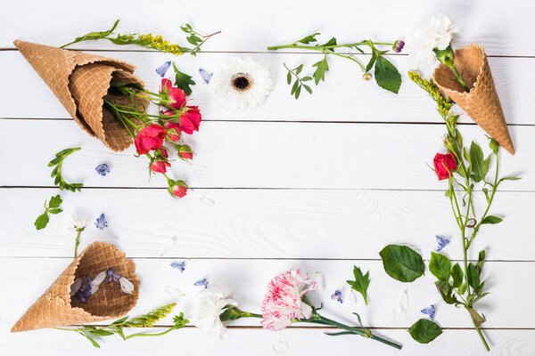 Flowers in waffle cones 