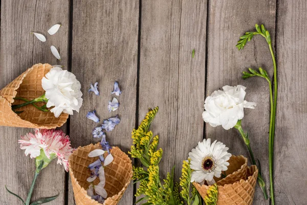 Квіти у вафельних конусах — стокове фото