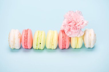 Çeşitli macarons satırı 