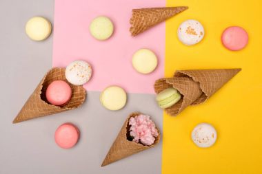 Taze ev yapımı macarons grup