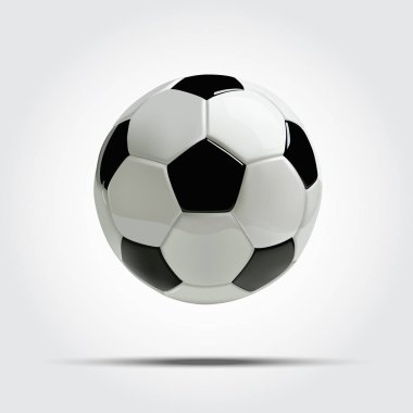 3D futbol ya da futbol topu. Gerçekçi vektör çizim.