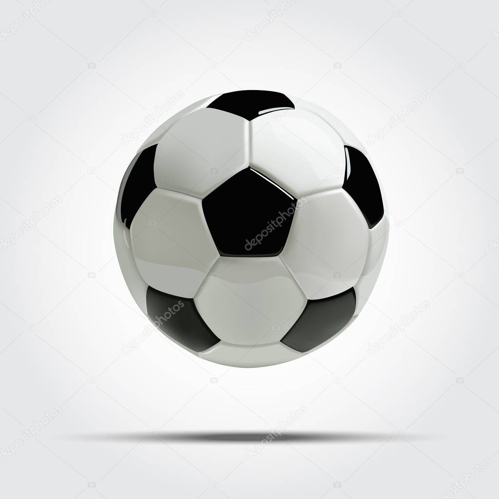 3d football or soccer ball. Realistic vector illustration.