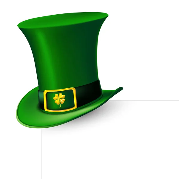 St Patricks Day gröna leprechaun hatt med klöver. Vektorillustration — Stock vektor