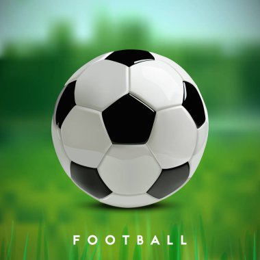 Futbol ya da futbol 3d top yeşil zemin üzerine.