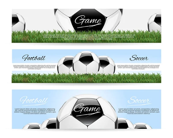 Soccer or Football Black Banner With 3d Ball and Scoreboard — Stock Vector