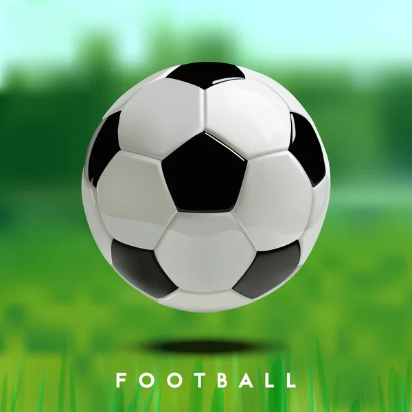 Soccer or Football 3d Ball on green background. — Stock Vector