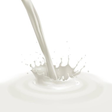 vektör dökülen süt splash beyaz arka plan üzerinde izole