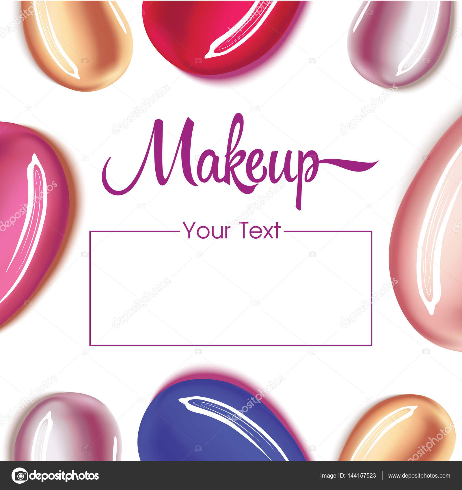 Makeup design template with place for text. Cosmetic concept of liquid Makeup design template with place for text. Cosmetic concept of liquid