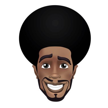 Şirin sakal afro gülümseyen siyah adam yüz avatar.