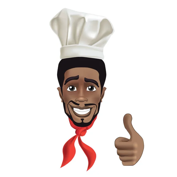 Des hommes africains souriants. noir guy visage avatar avec sourire chefs chapeau et pouce vers le haut . — Image vectorielle