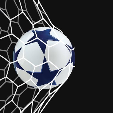 NET 3D futbol topu. Siyah zemin üzerine mavi yıldızlar futbol topu.