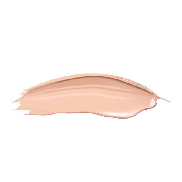 Cosmetic liquid foundation cream smudge smear strokes. Make up smear isolated on white background.