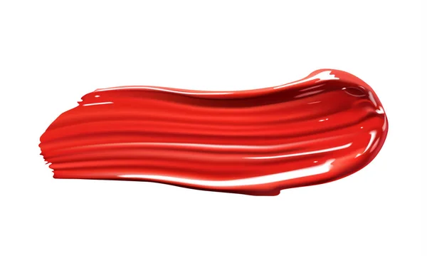 Coup de peinture rouge. Frottis de rouge à lèvres liquide cosmétique. Frottis de maquillage isolé sur fond blanc . — Image vectorielle