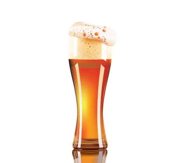 Fotorealistické pivní sklo izolovaných na bílém pozadí. Elegantní sklenice piva craft. Vektorové ilustrace. — Stockový vektor