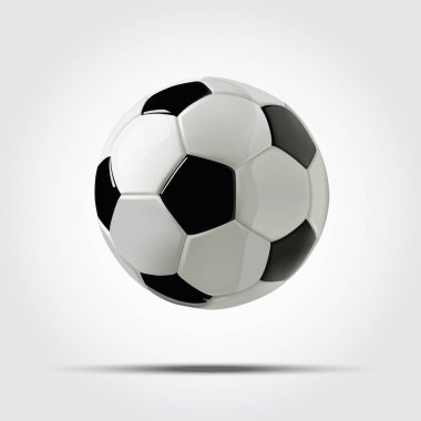 Gerçekçi futbol topu veya beyaz arka plan üzerinde futbol topu. 3D vektör futbol topu.
