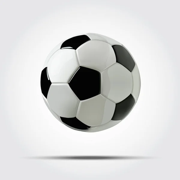 Pallone da calcio realistico o pallone da calcio su sfondo bianco. Pallone da calcio vettore 3d . — Vettoriale Stock
