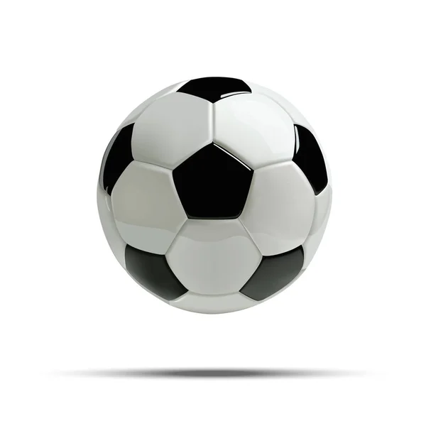 ลูกฟุตบอลที่สมจริงหรือลูกฟุตบอลบนพื้นหลังสีขาว — ภาพถ่ายสต็อก