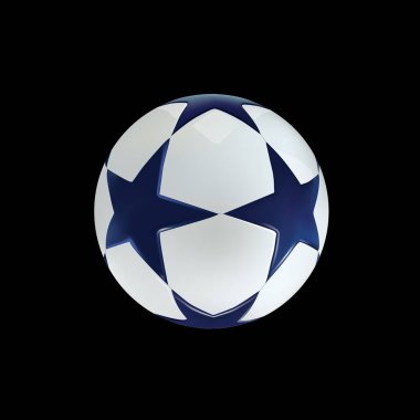 Futbol topu. Siyah zemin üzerine mavi yıldızlar futbol topu.