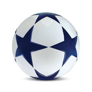 Futbol topu. Beyaz zemin üzerine mavi yıldızlar futbol topu.