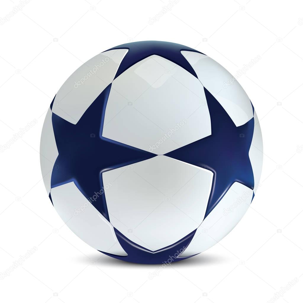 Soccer ball. Football ball with blue stars on white background.