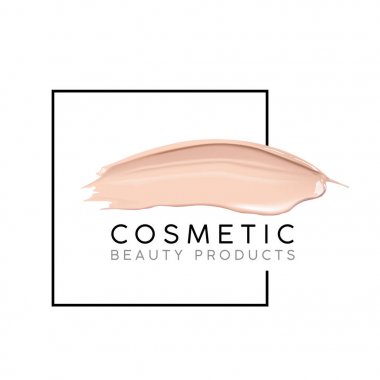 Makyaj tasarım şablonu metin için yer ile. Kozmetik Logo kavramı sıvı temel ve ruj smear vuruş.