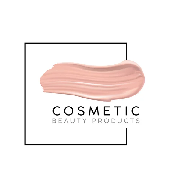 Makyaj tasarım şablonu metin için yer ile. Kozmetik Logo kavramı sıvı temel ve ruj smear vuruş.