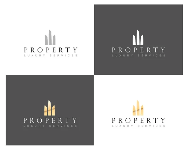 Logotipo de casa de bienes raíces, propiedad de la casa y el logotipo de construcción del edificio, plantilla de vector . — Archivo Imágenes Vectoriales