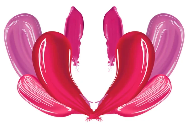 Rouge à lèvres réaliste maquillage concept avec frottis rose et rouge sur fond blanc . — Image vectorielle