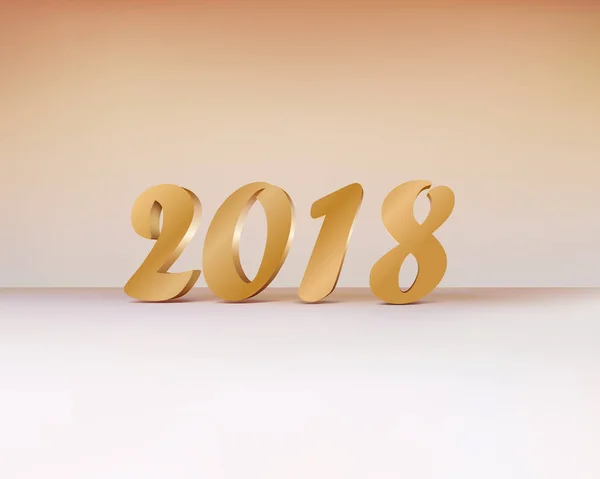 2018 goldene Zahlen Design der Grußkarte. Gold glänzendes Muster. Frohes neues Jahr Banner mit Zahlen für 2018 auf hellem Hintergrund. Vektorillustration. — Stockvektor