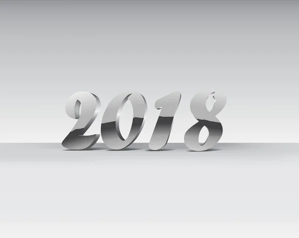 2018 Silber Chrom Zahlen Design. Chrom glänzendes Muster. Frohes neues Jahr Banner mit Zahlen für 2018 auf grauem Hintergrund. Vektorillustration. — Stockvektor