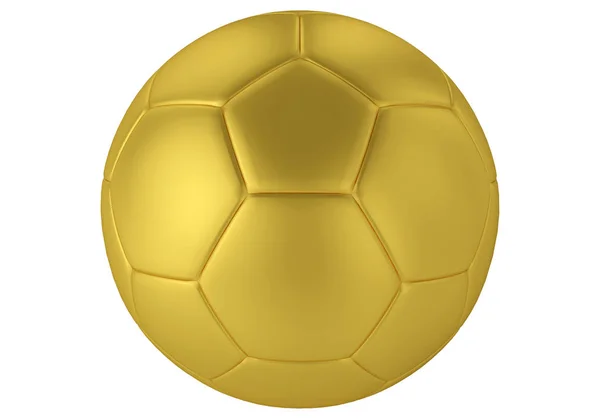 Ballon de football doré isolé. rendu 3D du ballon de football en or mat . — Photo