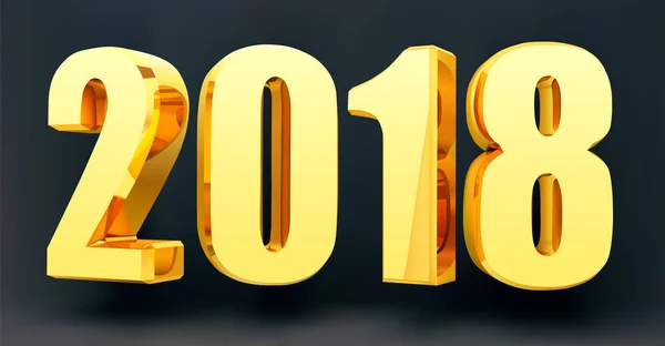 Data 2018 em um fundo preto em formato 3d. Ouro brilhando 2018 feliz ano novo banner. Ilustração vetorial —  Vetores de Stock