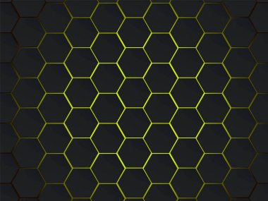 Koyu gri ve sarı altıgenler modern geometrik vektör arka plan. Çokgen kavramı ile teknoloji afiş için modern efekti.