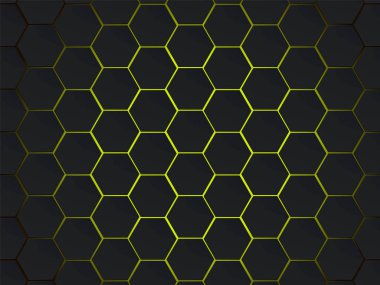 Koyu gri ve sarı altıgenler modern geometrik vektör arka plan. Çokgen kavramı ile teknoloji afiş için modern efekti.