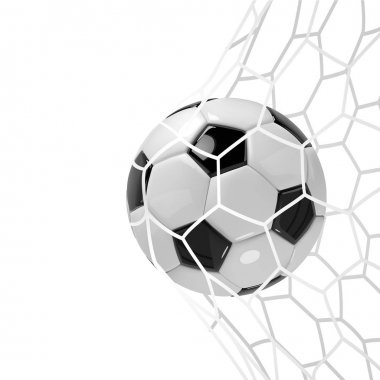 Gerçekçi futbol topu veya futbol topu neton beyaz arka planda. 3D stil vektör topu.