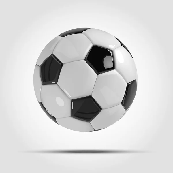 Realistischer Fußball oder Fußballball auf hellgrauem Hintergrund. 3D-Vektorball. — Stockvektor