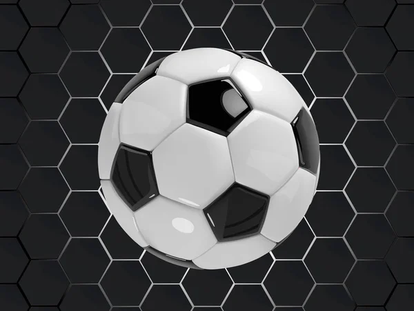 Negro y blanco fútbol fútbol vector fondo con bola en estilo 3d — Vector de stock