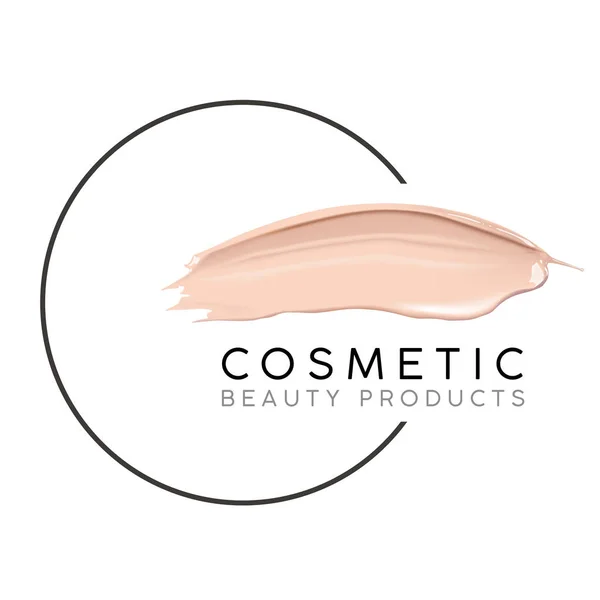 Makyaj tasarım şablonu metin için yer ile. Kozmetik Logo kavramı sıvı temel ve ruj smear vuruş.