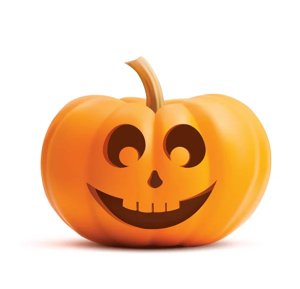 Cara sonriente de calabaza sobre fondo blanco. Calabaza cara de miedo halloween. Ilustración vectorial de calabaza feliz . — Archivo Imágenes Vectoriales