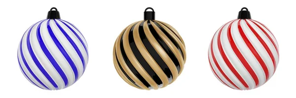 Kerst bal in de kleuren zwart, goud, rood en blauw. Twisted Twisted kerstboom bal op witte achtergrond. — Stockvector