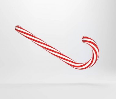 Gerçekçi lolipop Noel şeker kamışı gri arka plan üzerinde. Vektör çizim. lolipop simgesi. Noel ve yeni yıl tebrik kartı için şablon