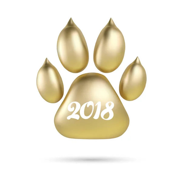 Vektor goldene Pfote Druck des Tierlogos oder Symbol isoliert auf weißem Hintergrund. Fußabdruck-Logo für Hundepfoten. Hundejahr 2018 — Stockvektor