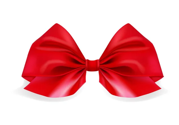 Realistic red bow on white background. Ribbon. Vector illustration — Stock Vector