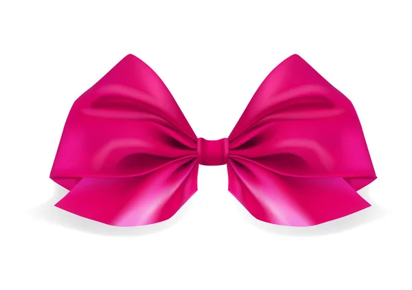 Realistic pink bow. Ribbon on white background. Vector illustration. — Stock Vector