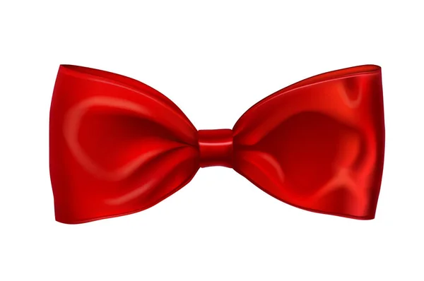 现实的红色弓孤立在白色的背景。丝带弓为假日或礼物设计概念 — 图库矢量图片