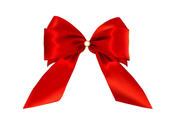 Realistic ribbon red bow isolated on white background — Stock Vector