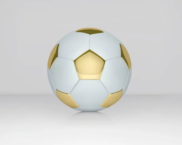 Pallone da calcio bianco e oro su sfondo bianco. Pallone da calcio dorato — Vettoriale Stock